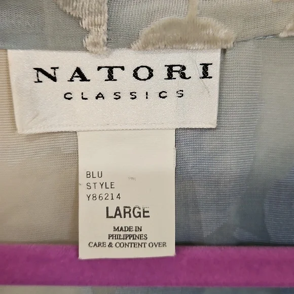 NWT NATORI BLUE FALLING LEAVES LONG VELVET BURNOUT SILK‎  KIMONO - Picture 2 of 13